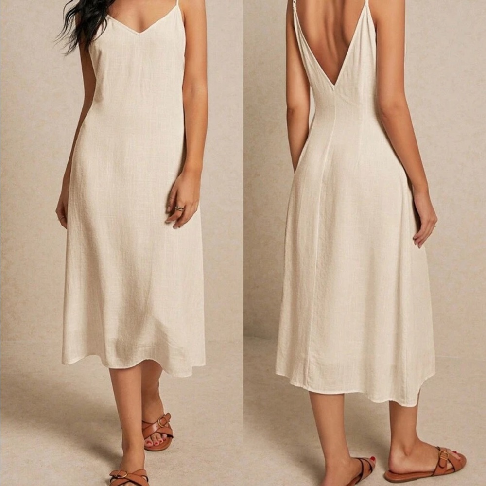 SHEIN Cream Backless Dress